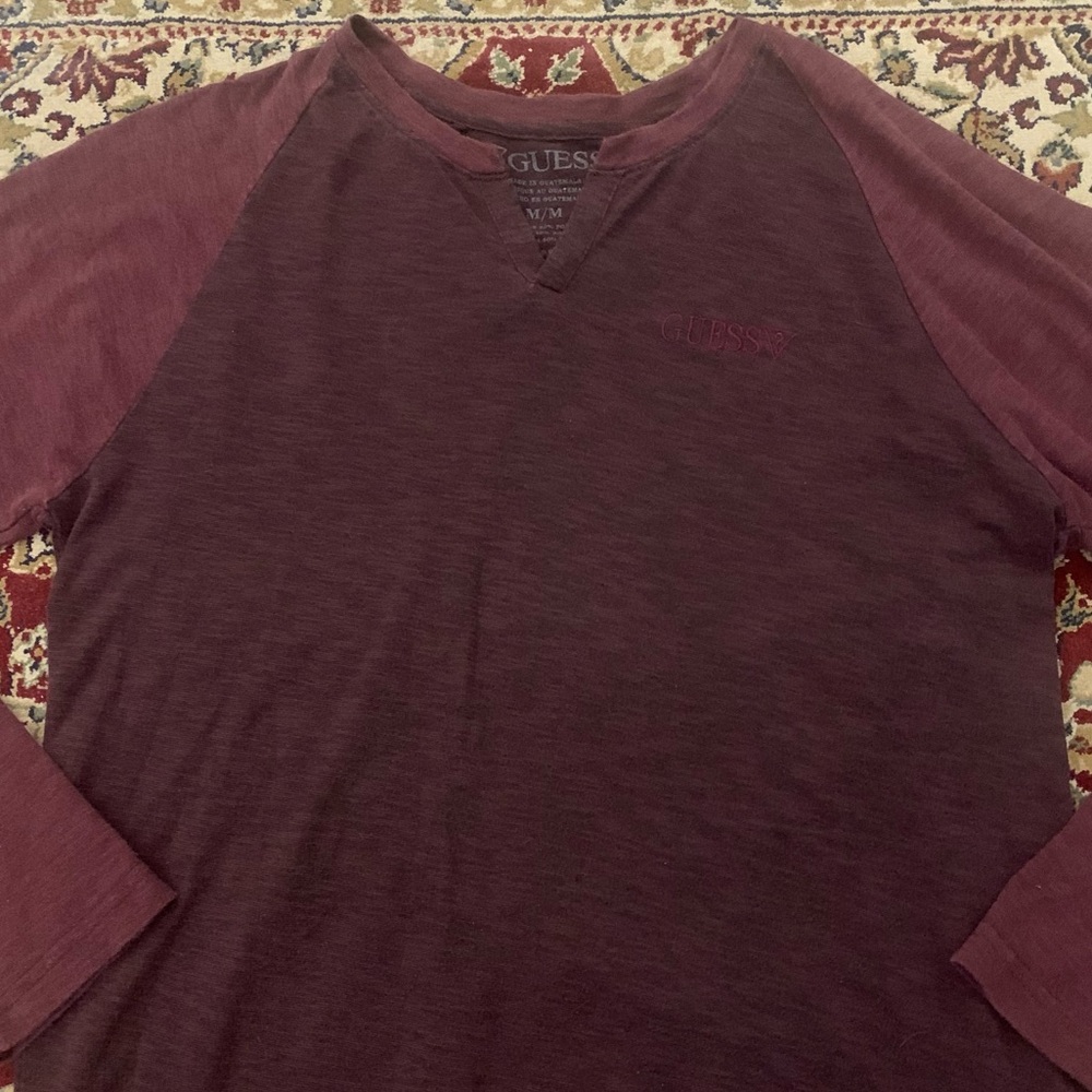 GUESS LS Cotton/Poly Burgundy Jersey